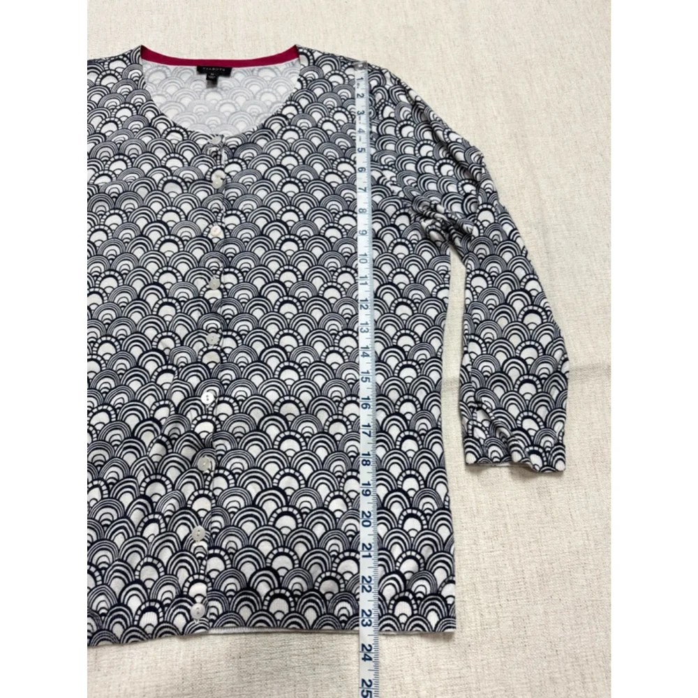 Talbots Women Cardigan Sweater Blue White Medium Business Casual Office Corporat